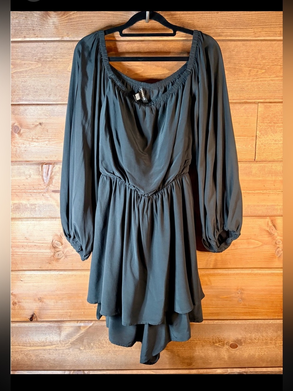 Express Black Chiffon Long Sleeve Tiered Romper Size Medium 🖤💕